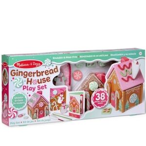 Melissa and Doug Gingerbread House Play Set Pink 38 Pieces Kids Craft Activity